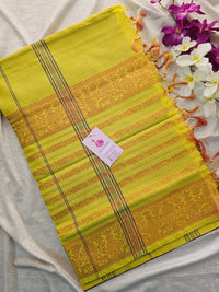 Mangenta Pink with Yellow Pallu Chinnalampattu Long Border Saree