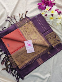 Rust Orange with Dark Purple  Chinnalampattu Border Saree