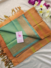 Sea Green with Brown Pallu Chinnalampattu Long Border Saree