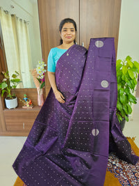 Classical Kanjivaram Pattern Pure Handloom Soft Silk Saree - Monochrome Purple