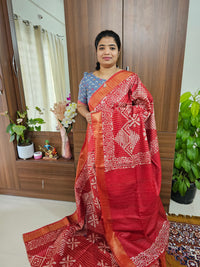 Bhagalpuri Silk Viscous Sarees with Batik Pattern - Red