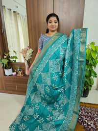 Bhagalpuri Silk Viscous Sarees with Batik Pattern -  Sea Blue