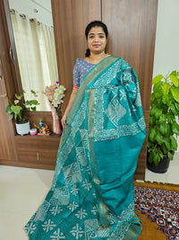 Bhagalpuri Silk Viscous Sarees with Batik Pattern -  Sea Blue