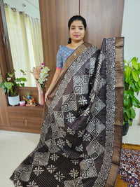 Bhagalpuri Silk Viscous Sarees with Batik Pattern -  Brown