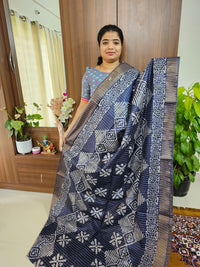 Bhagalpuri Silk Viscous Sarees with Batik Pattern -  Navy Blue