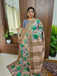 Onion Pink Handwoven Tussar Silk Saree with Zari Border