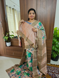 Onion Pink Handwoven Tussar Silk Saree with Zari Border