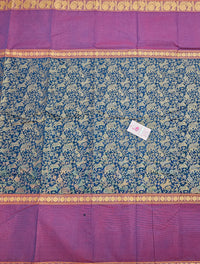 Peacock Blue with Purple Vanasingram Pattern Kanchi Cotton