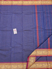 Royal Blue with Purple Muthu Kattam Lakshadeepam Pattern Kanchi Cotton Sarees