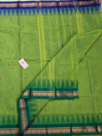 Dual Shade Green with Blue Kanchi Cotton Saree with Ganga Jamuna Border