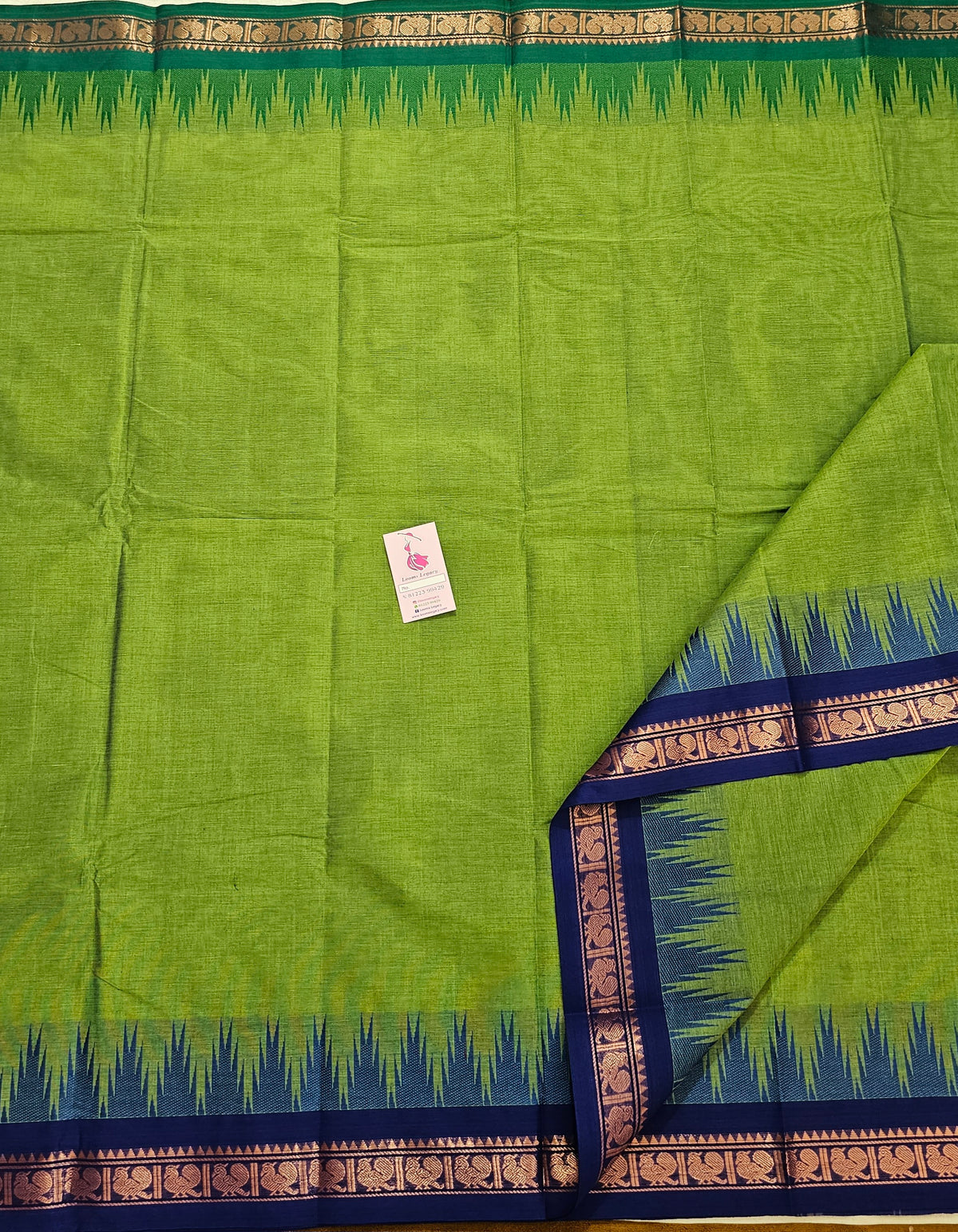 Dual Shade Green with Blue Kanchi Cotton Saree with Ganga Jamuna Border