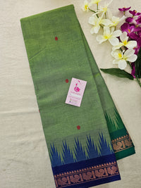 Dual Shade Green with Blue Kanchi Cotton Saree with Ganga Jamuna Border