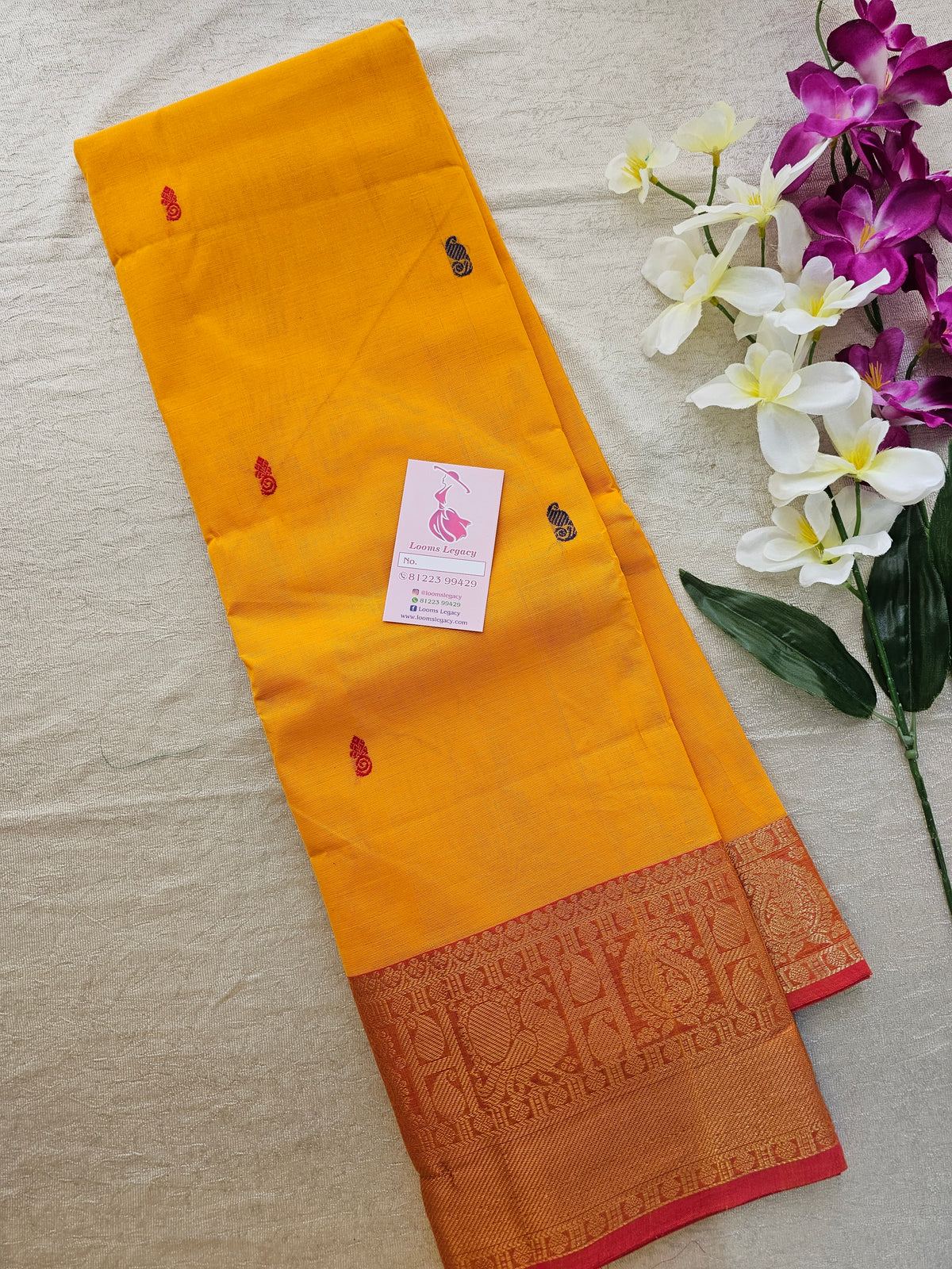 Yellow Kanchi Cotton Saree with Rich Border and Pallu