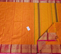 Orange Kanchi Cotton Saree with Rich Border and Pallu