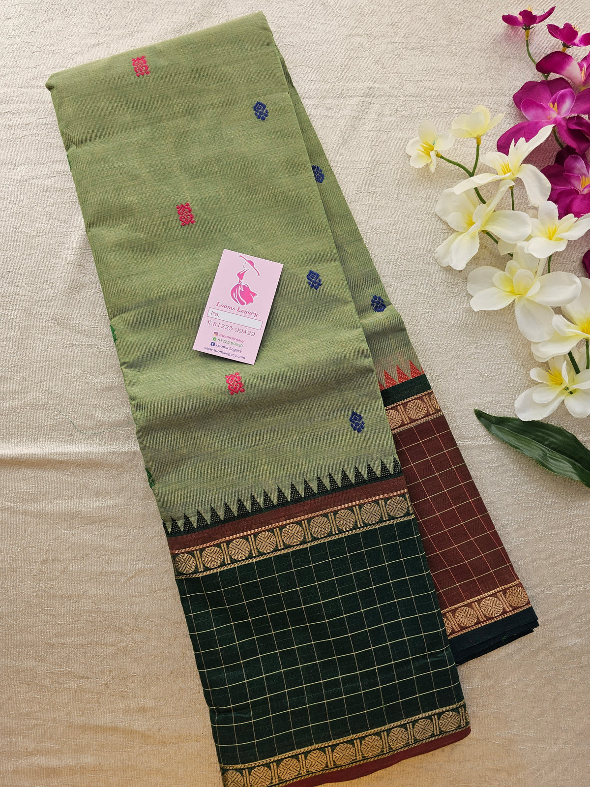 Green Light and Dark Shade Kanchi Cotton Saree