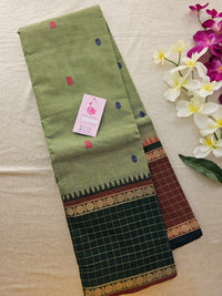 Green Light and Dark Shade Kanchi Cotton Saree