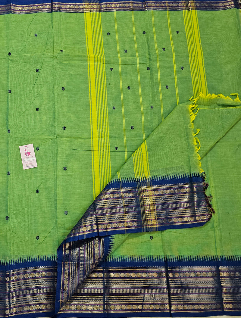 Green with Blue Kanchi Cotton Saree