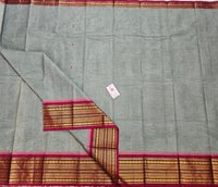 Grey with Magenta Pink Kanchi Cotton Saree