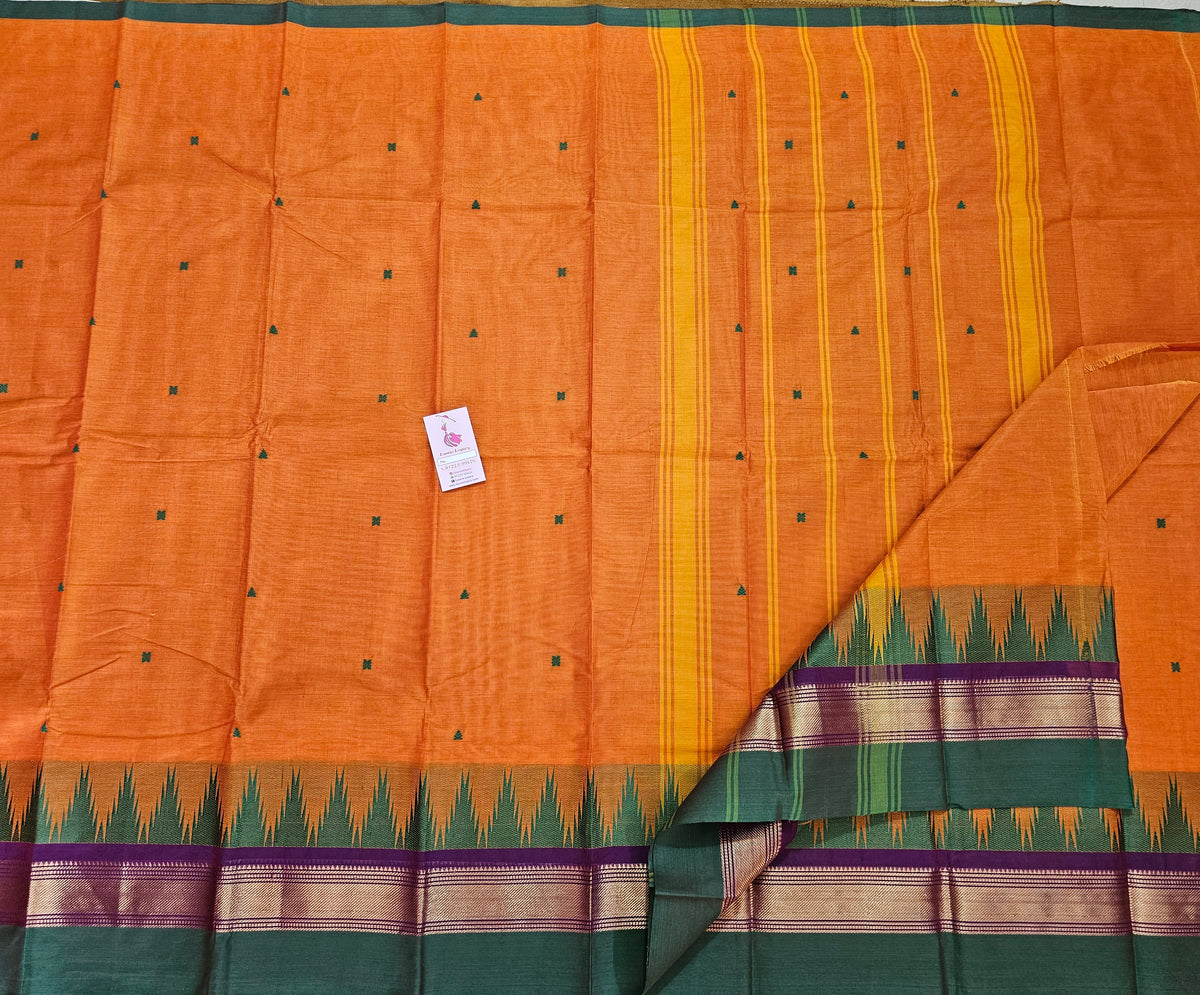 Orange Kanchi Cotton Saree