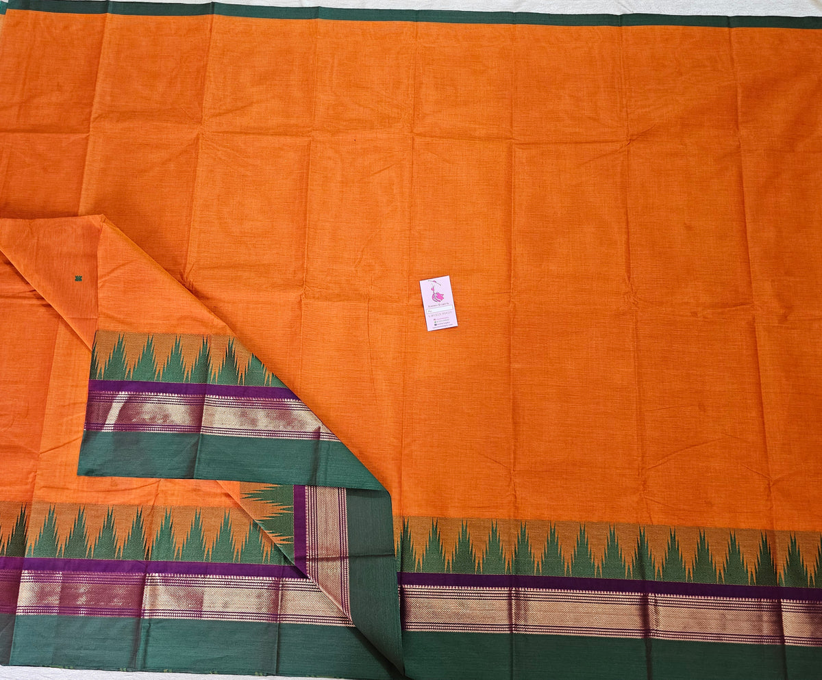 Orange Kanchi Cotton Saree