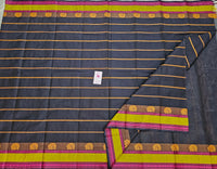 Dark Blue Velthari Pattern Kanchi Cotton Saree