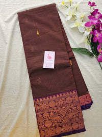 Dual Shade Maroon cum Green with Purple  Kanchi Cotton