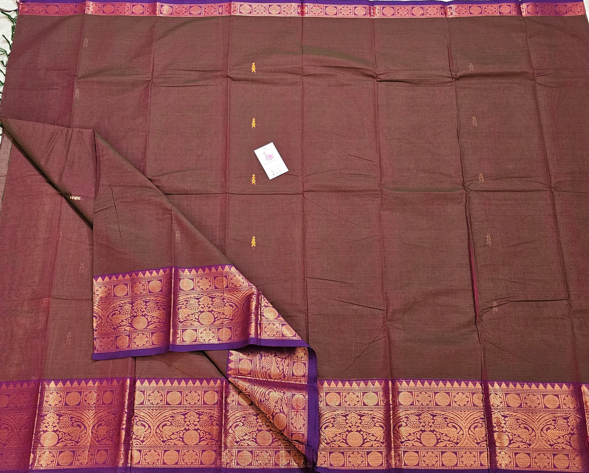 Dual Shade Maroon cum Green with Purple  Kanchi Cotton