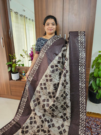 Bhagalpuri Silk Viscous Sarees with Batik Pattern - Brown