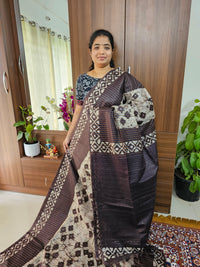 Bhagalpuri Silk Viscous Sarees with Batik Pattern - Brown