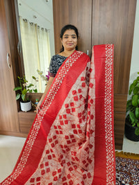 Bhagalpuri Silk Viscous Sarees with Batik Pattern - Red