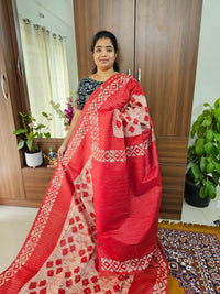 Bhagalpuri Silk Viscous Sarees with Batik Pattern - Red