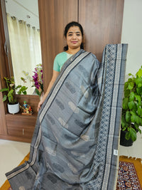 Semi Tussar Kalamkari Digital Printed Saree - Grey