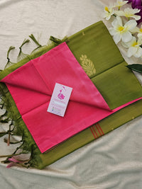 Pink with Green Pallu Handwoven Chinnalampattu Saree