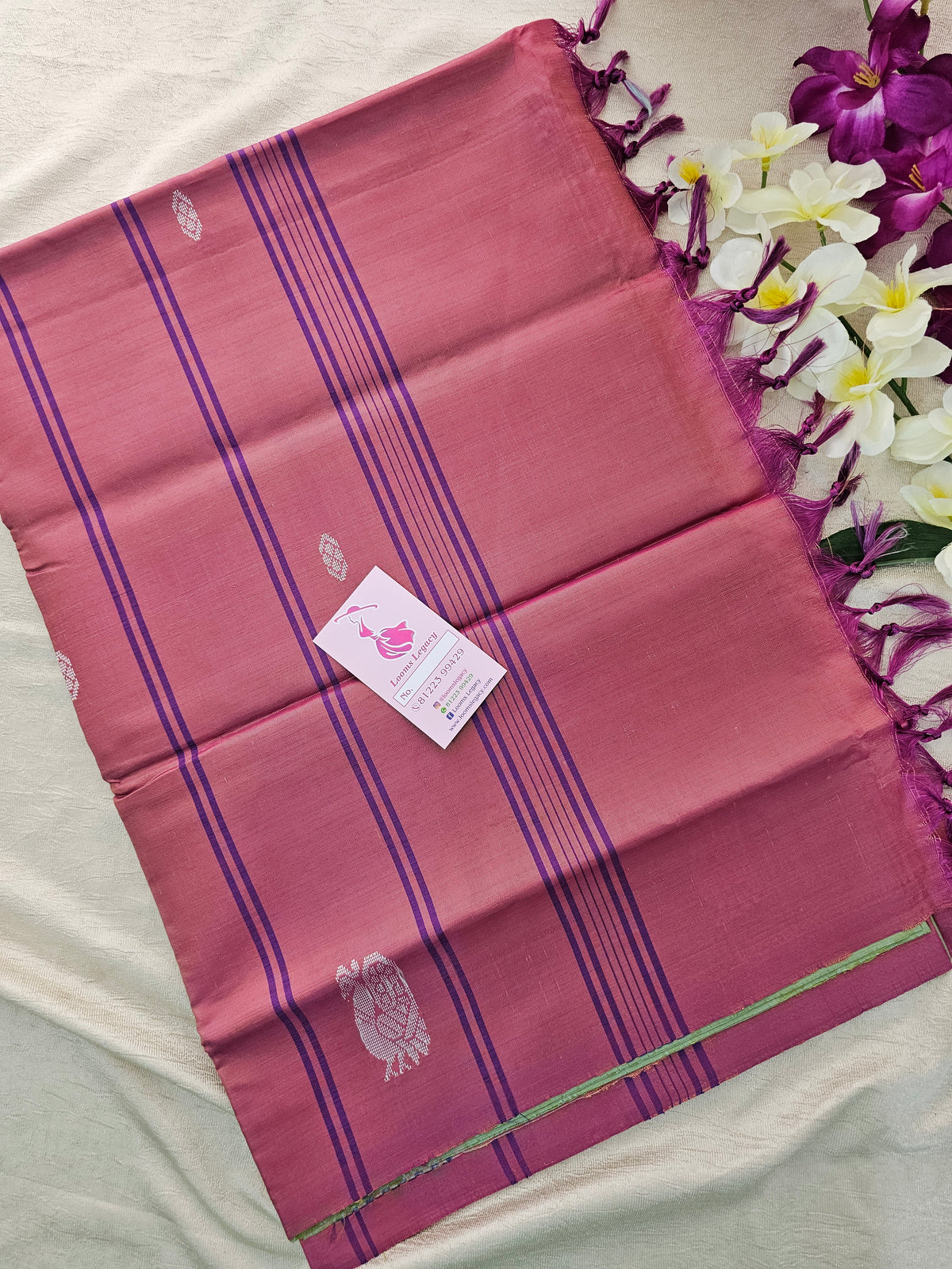 Green with Magenta Pink Pallu Handwoven Chinnalampattu Saree