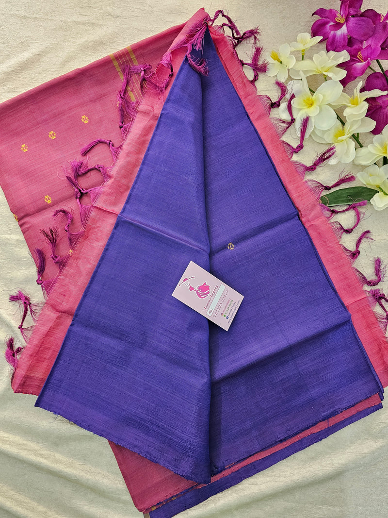 Violet with Magenta Pink Pallu Handwoven Chinnalampattu Saree