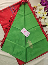 Green with Red Pallu Handwoven Chinnalampattu Saree