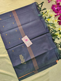 Peach with Blue Pallu Handwoven Chinnalampattu Saree