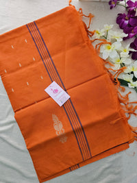 Maroon with Orange Pallu Handwoven Chinnalampattu Saree