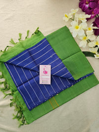 Blue with Green Pallu Handwoven Chinnalampattu Saree