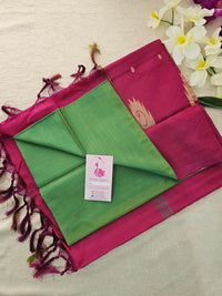 Dark Green with Magenta Pink Pallu Handwoven Chinnalampattu Saree