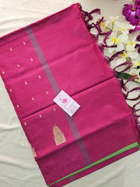 Dark Green with Magenta Pink Pallu Handwoven Chinnalampattu Saree