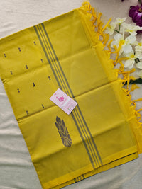 Grey with Yellow Pallu Handwoven Chinnalampattu Saree