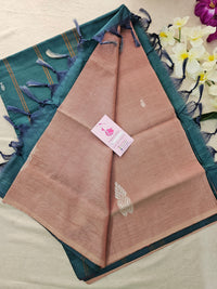 Onion Pink with Peacock Green Pallu Handwoven Chinnalampattu Saree