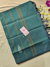 Onion Pink with Peacock Green Pallu Handwoven Chinnalampattu Saree