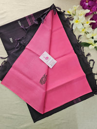 Pink with Dark Purple Pallu Handwoven Chinnalampattu Saree