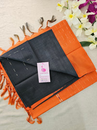 Black with Orange  Pallu Handwoven Chinnalampattu Saree