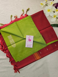 Green with Maroon Pallu Handwoven Chinnalampattu Saree