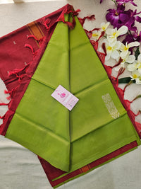 Green with Maroon Pallu Handwoven Chinnalampattu Saree