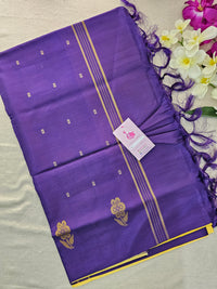 Yellow with Violet Pallu Handwoven Chinnalampattu Saree