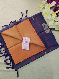 Dual Shade Orange with Dark Violet Pallu Handwoven Chinnalampattu Saree